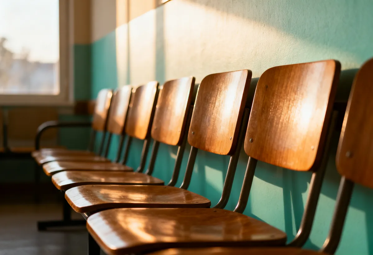 Rangée de chaises vides dans une salle d'attente